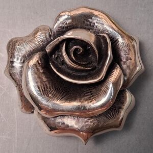 Tortolani Rose Brooch Vintage Silver Flower